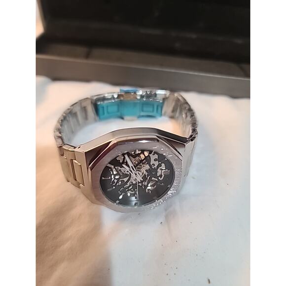 Skeleton Watch for Men, Automatic Mechanical Watch, Silver Luxury Watch, Unique main image 6